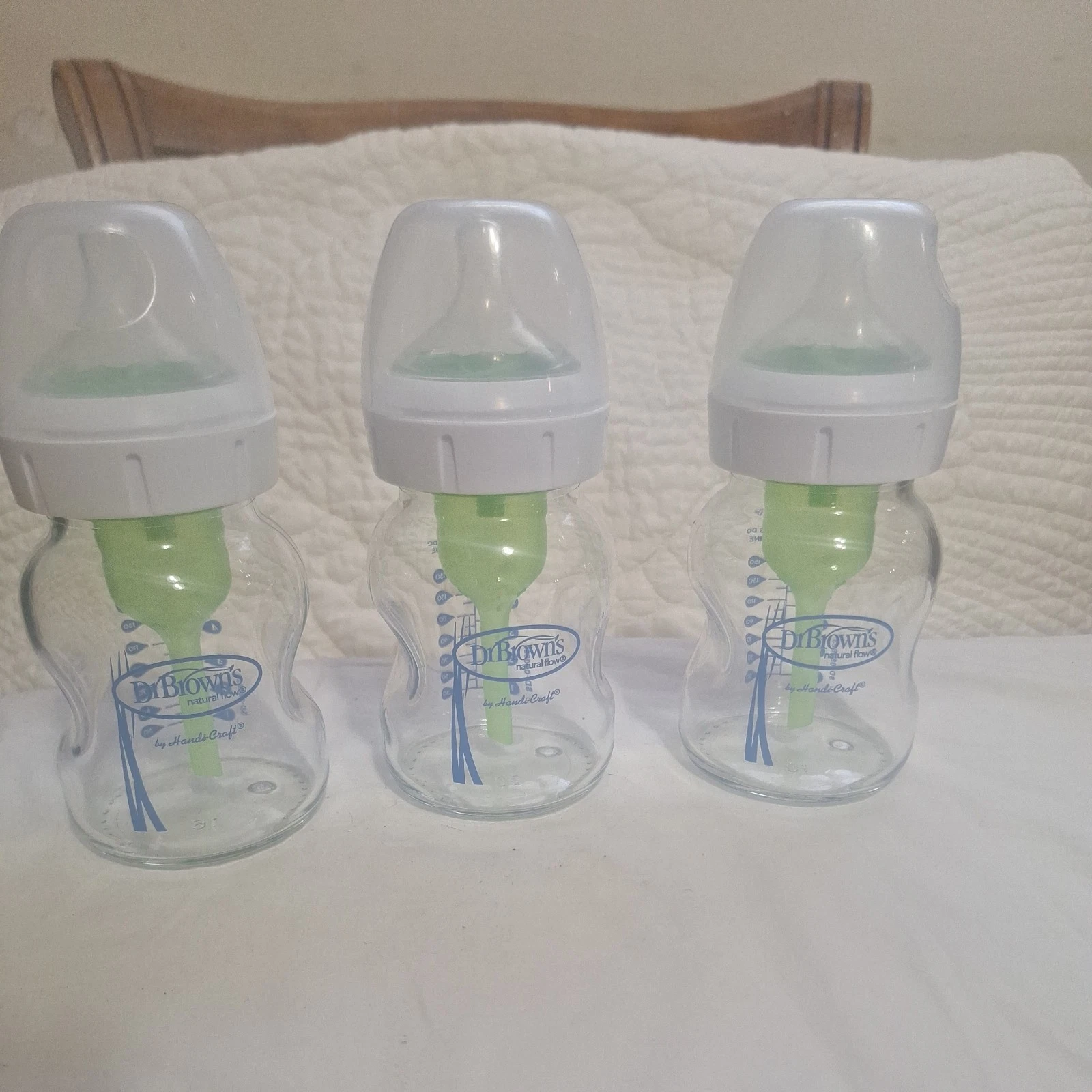 Dr Brown's Natural Flow Options+ Wide Neck Glass 5 oz Pack of 3 New