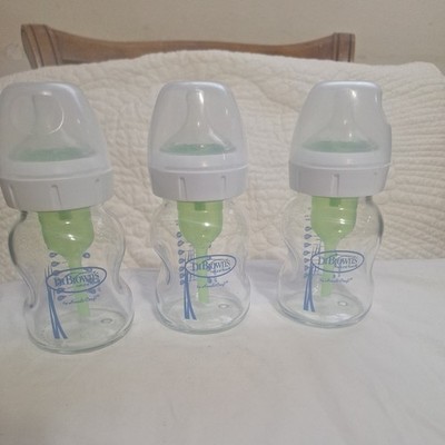Dr Brown's Natural Flow Options+ Wide Neck Glass 5 oz Pack of 3 New