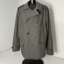 Gap Pea Coat Mens Size Small Gray Fisherman