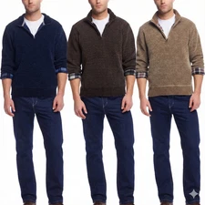 Weatherproof Vintage Men's Chenille 1/4 Zip Sweater Fleece Lined Heavy S-XXL