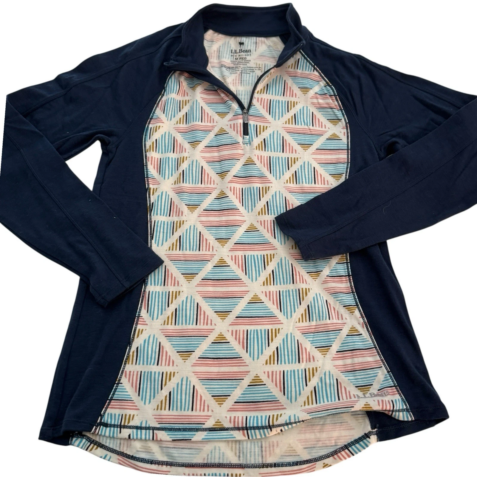 L.L. Bean Women's Cresta 250 Midweight 100% Merino Wool Base Layer Zip L/S Top M