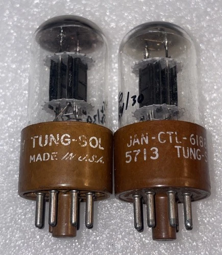 Match Pair Tung-Sol 6SU7GTY JAN CTL Black Plate Brown Base tubes Amplitrex NOS