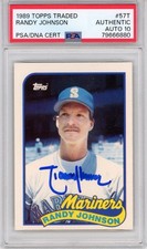 Randy Johnson Graded 1989 Topps Traded #57T Rookie RC Baseball Card PSA Grade 10