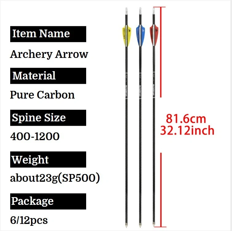 31" Pure Carbon Arrows SP400-1200 2" Vanes Archery Bow Hunting Target ID4.2mm - Image 4 of 4