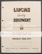 LUCAS WOLSELEY FOUR-FIFTY Car Spare Parts List 1949 #CE474