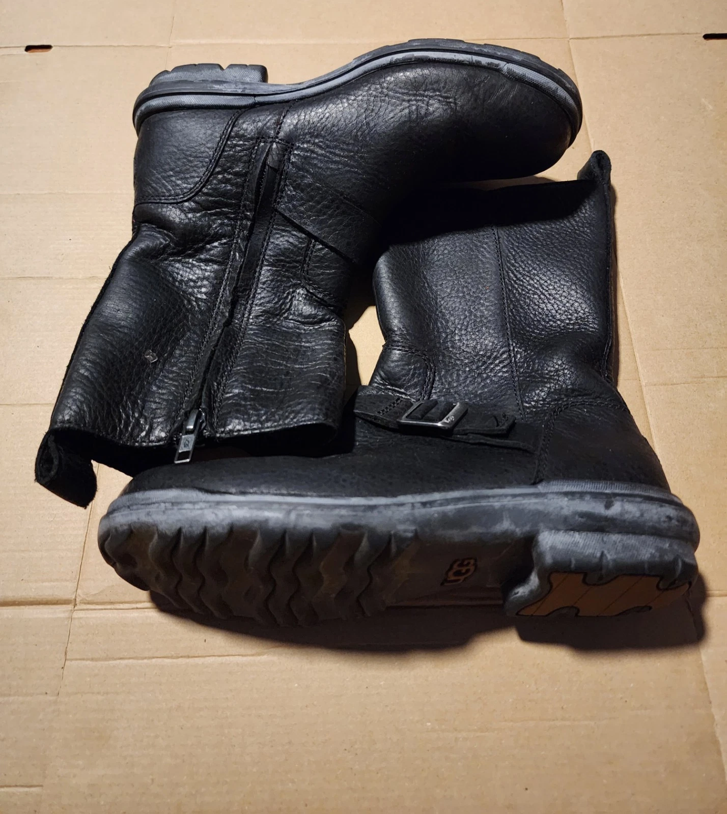 UGG Hapsburg Mid Waterproof Leather Winter Boots Black 1120783 Women's Size 6.5