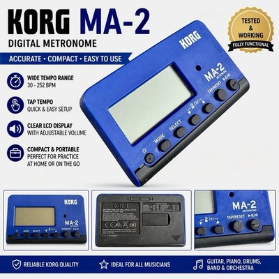 Korg MA-2 Digital Metronome Blue Compact Tempo Trainer LCD Tested Works