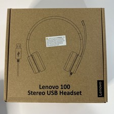 Lenovo 100 USB Stereo Headphones with Microphone 4XD0X88524 L09 Wired Black New