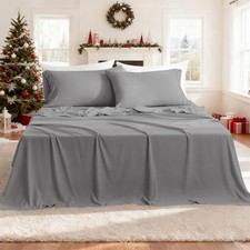 Luxury Light Grey King Sheet Set - 4 Piece Microfiber with 1000 Thread Count