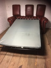 Chesterfield 3 Seater Metal Action Sofa Bed In Antique Conker Brown