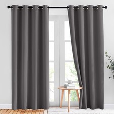 Gray Blackout Curtains for Bedroom 84 inches Long - Thermal Drapes Grommet Ro...