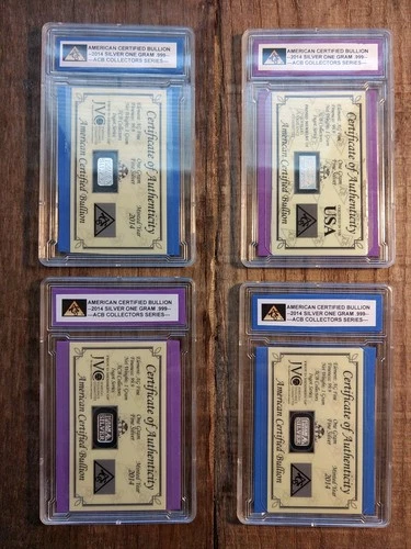 SILVER AMERICAN CERTIFIED BULLION 2014 COLLECTORS SERIES ONE GRAM .999 ONE SLAB