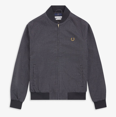 Fred Perry x Miles Kane Jacke Herren Gr.M Bomberjacke Houndstooth Grau 156068