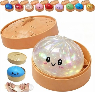 Squishy Bun Dumpling with Steamer Sensory Squishy Fidget Toys for Stress Relief