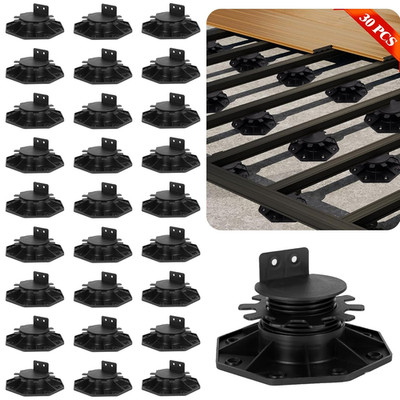 30 PCS Adjustable Plastic Pedestal Paver, Heavy Duty Deck Blocks Foundation B...