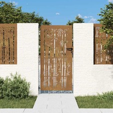 Portail de Jardin Portillon Barrière Design de Bambou Acier Corten vidaXL