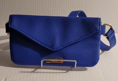 Escada Fragrances Blue Indigo Pebbled Faux Leather Mini Shoulder Purse Bag