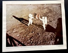 VINTAGE NEIL ARMSTRONG & EDWIN ALDRIN LITHOGRAPH NASA PHOTO MOON MISSION 11 x 14