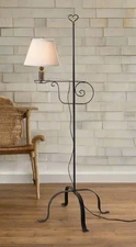 Primitive Wrought Iron Heart Top Adjustable Floor Lamp with Shade USA