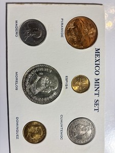 Vintage Mexico Coin Set 1963-1965 Uncirculated with Silver 1 Peso