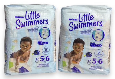 Huggies Little Swimmers Disposable Swim Diapers, Size 5-6, 2 x 17-Ct (34 Total)