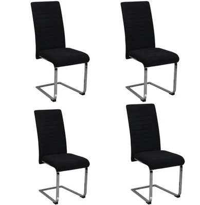 4 x Black Velvet Dining Chairs Chrome legs luxury plush velvet dining chairs - Image 1 of 4