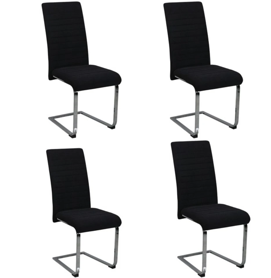 4 Velvet Dining Chairs Chrome legs, Beige Dark Grey, Light Grey Blue Black - Image 3 of 4