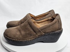 Born Brown Suede Leather Slip On Clogs Womens 8/39 Comfort Boho Cottage