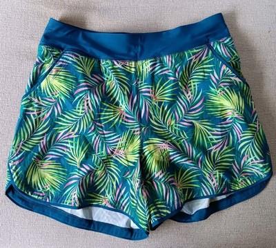 Lands End Womens Size Large Floral Palm Print Pocketed Lined Shorts