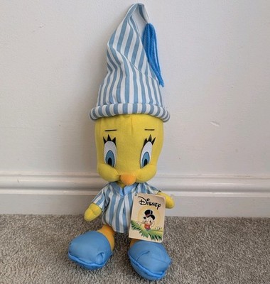 Vintage Tweety Vogel Plüschtier Gute-Nacht-Mütze Hausschuhe Ace Looney Tunes 1997