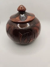 Handcarved Wooden Trinket Dish With Lid