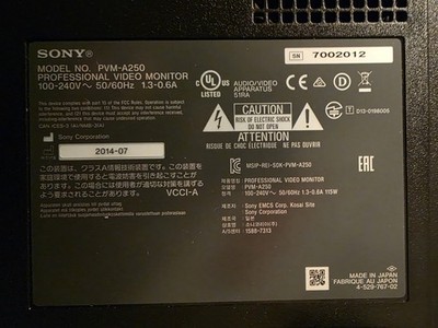 Sony PVM-A250 v2 - 3925 Hours - 25'' TRIMASTER EL OLED Production Monitor