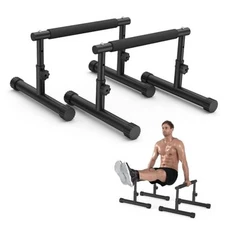  Push Up Bar, Adjustable 7.5" and 10.6" High Parallettes Bars & Dip Bar With 