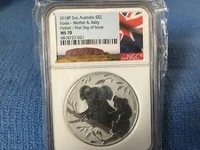 2018-P Australia Koala 2oz. NGC MS70 First Day of Issus