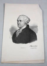 Large Antique 19th Century Engraving Pasquale Paoli Corsican Statesman Patriot