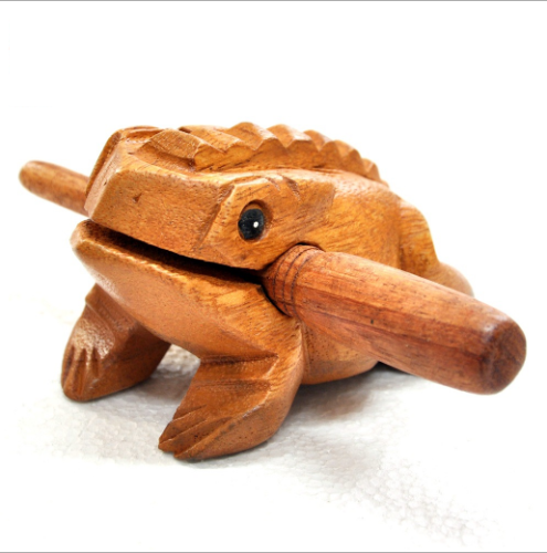 Thailand Craft Wooden Lucky Frog Croaking Musical Instrument Home Office Decor - Foto 1 di 2