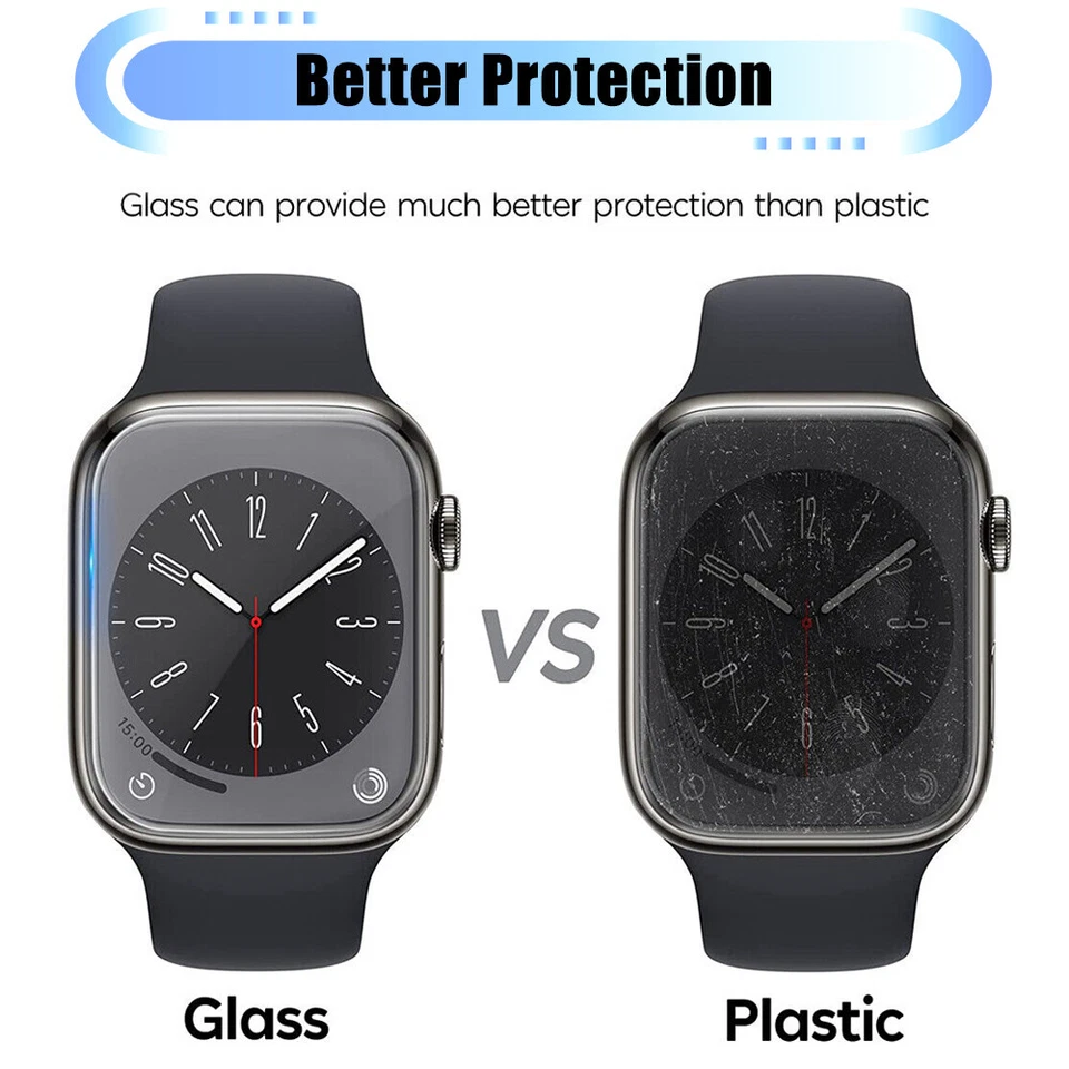 Protector de pantalla de vidrio templado para Apple Watch Series 9 8 7 6 5 4 SE 40/41/44/45 Foto 2 de 4