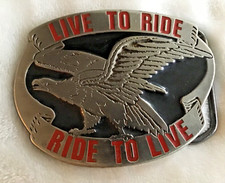 Vintage Motorcyle Riders Belt Buckle Eagle "Born to Ride-Ride to Live"
