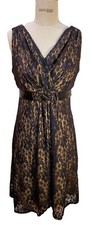 Monroe & Main Women's Black Lace Fully Lined Dress With Jeweled Belt Size 10