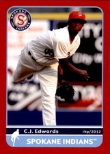 2012 Spokane Indians Grandstand #12 C.J. Edwards Newberry South Carolina SC Card