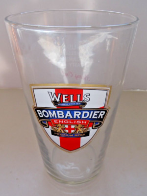Wells Bombardier  Pint Glass -English, ever reliable and damned tasty - Bang On!