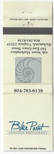 Blue Point Seafood Restaurant Richmond VA RS Empty Matchcover