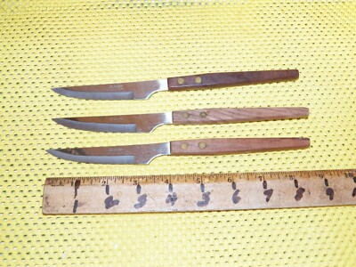 Vintage Lot of 3 ST. REGIS Steak Knives w/ Wood Handles - Made in Japan