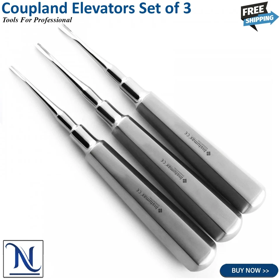 Dental Elevators Coupland Elevators Set of 3 Extracting Extraction Instruments - Image 2 of 4