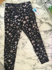 NWT NEW Marika leggings 25 sz L black natural distressed leopard pattern