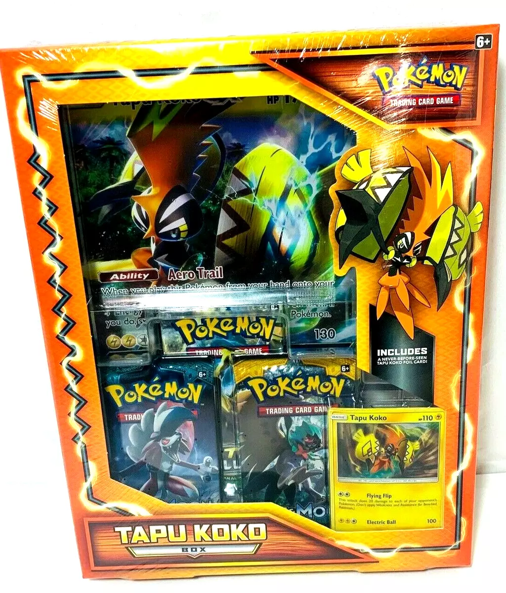 Pokémon TCG Tapu Koko Box 3 Booster Packs + XL Card - New Sealed