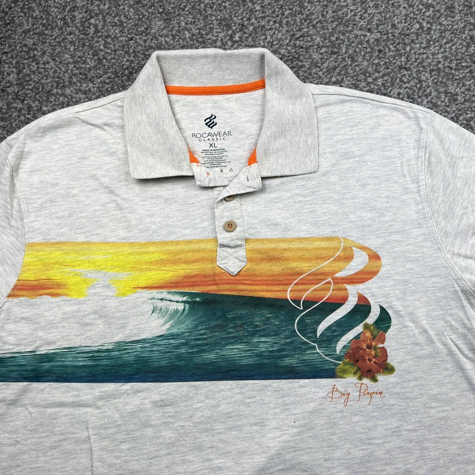 Camisa Polo Rockawear De Colección Para Hombre Talla Extra Grande Gris Big Pimpin Y2K Hip Hop Foto 3 de 4