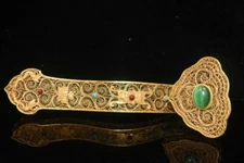 ancient  China  Silver gilded gold  Handmade  carving  many  Treasure  set  Ruyi