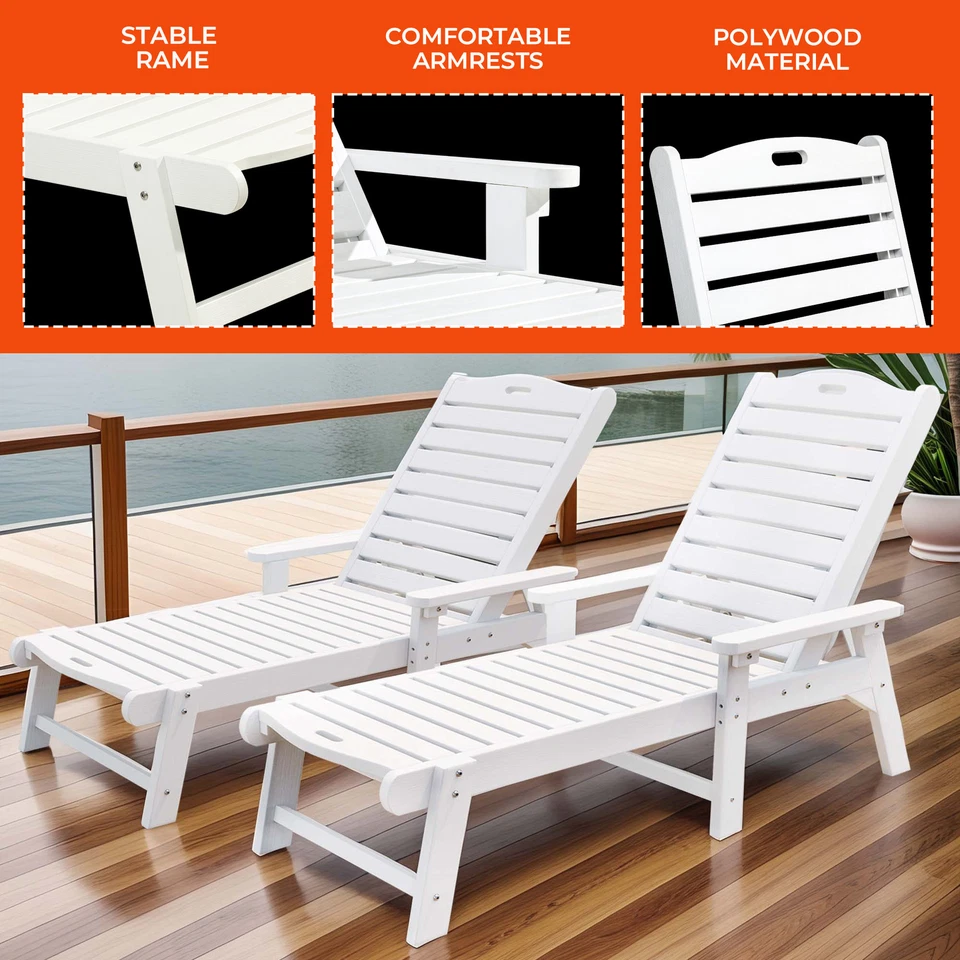 Chaise Lounge Silla de Playa 2 PIEZAS Respaldo Ajustable Todo Impermeable Piscina Patio Foto 4 de 4