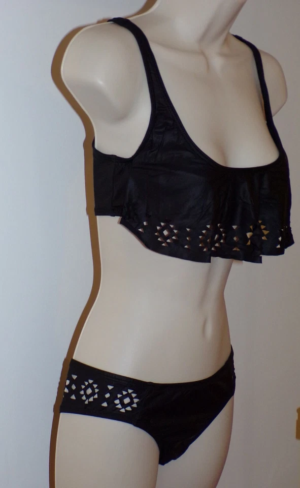 The Bikini Lab black lasercut flounce bra bikini size S swimsuit new - Image 2 of 4